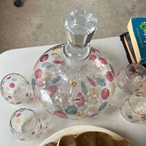 Colorful Polka Dot Glass Decanter Set